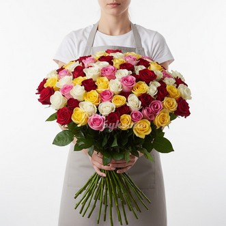 101 разноцветная роза 50 см 101 разноцветная роза 50 см