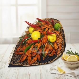 Букет из раков, перца и лимона