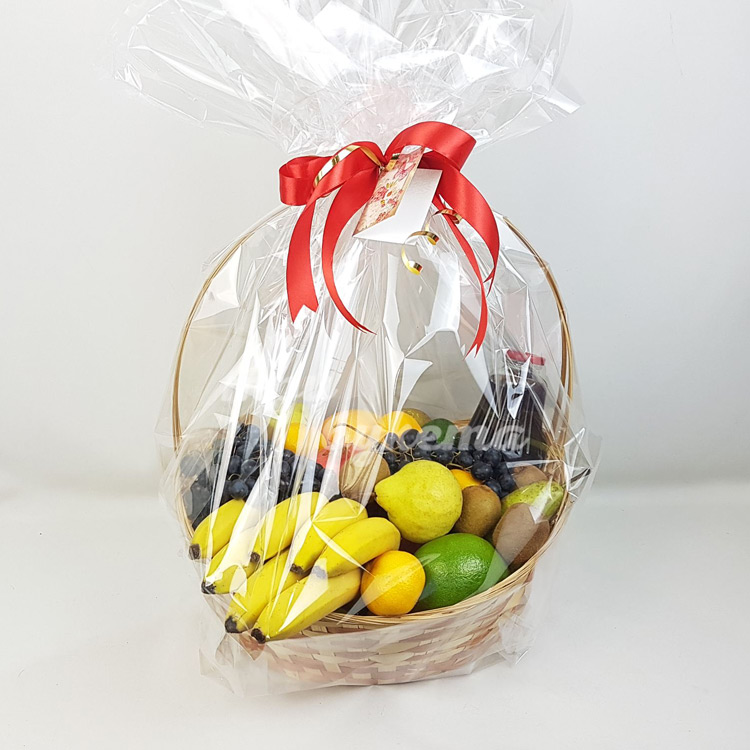 Корзина с бананами, киви и соком (в упаковке)