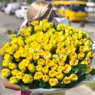 Букет из 101 желтой розы 60 см